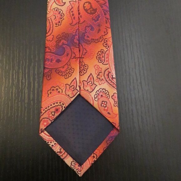 🎄New Mario Ferrari 60" Paisley Necktie - Orange & Purple - Picture 3 of 6